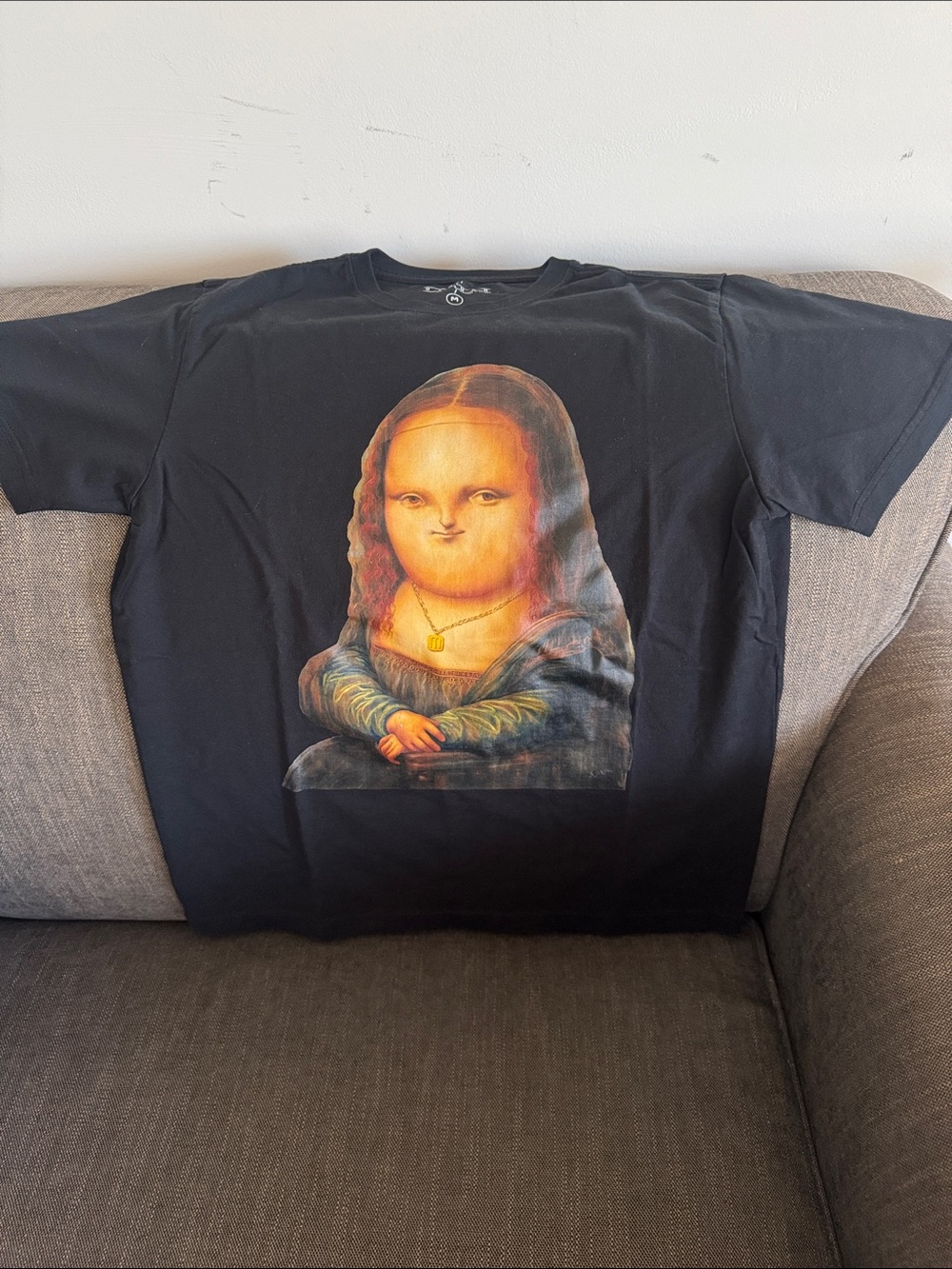 Ginger 100% cotton Fatty Mona Lisa Graphic Home Art T-shirt size M